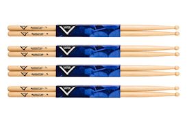 VATER - VSP7AW HICKORY TRADITIONAL 7A WOOD TIP DRUMSTOKKEN 4 PACK